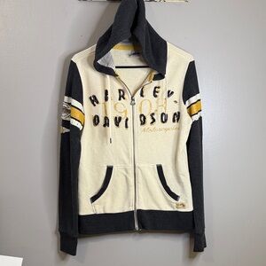 Harley-Davidson Black and Cream Zip-Up Jacket